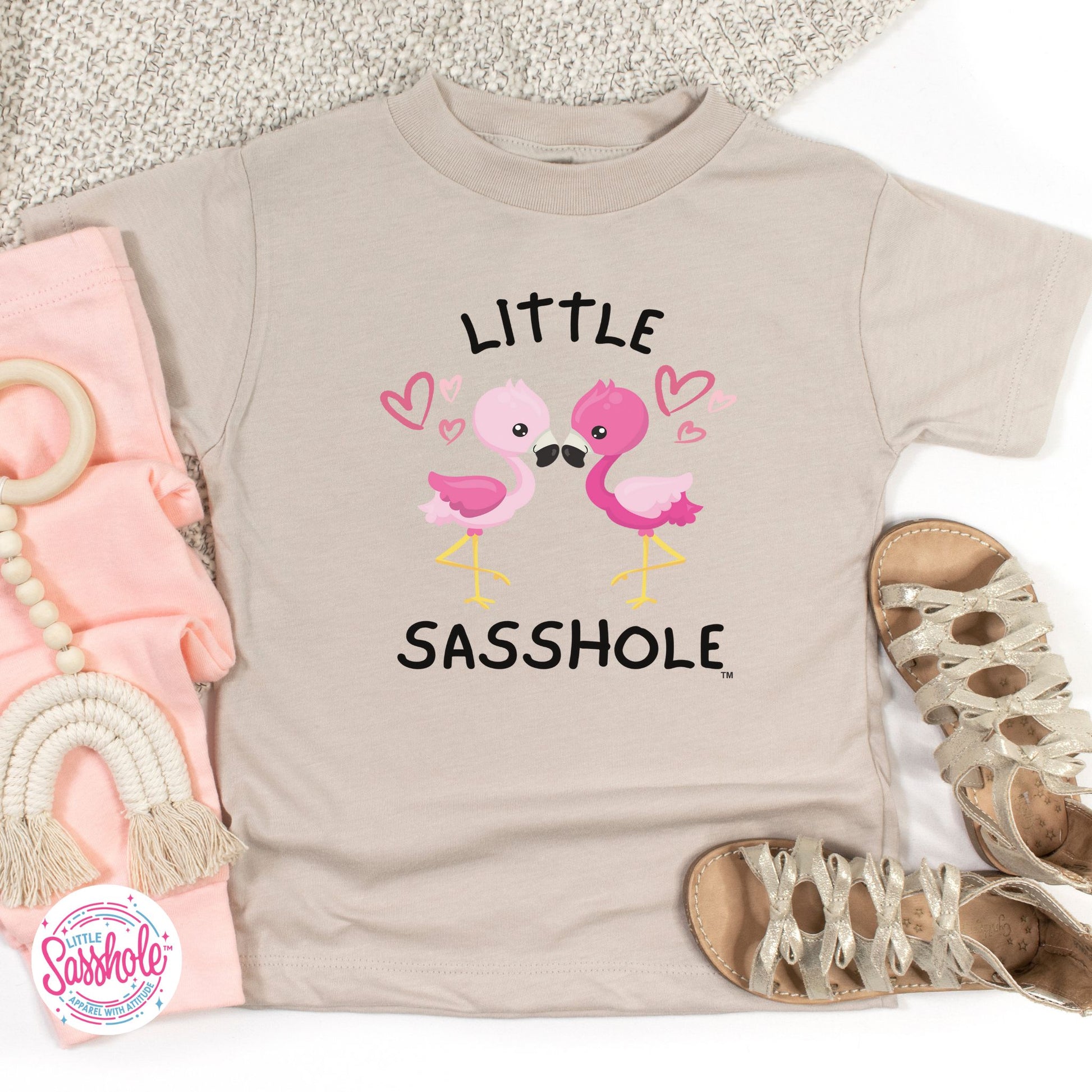 funny heather dust flamingo shirt for toddler