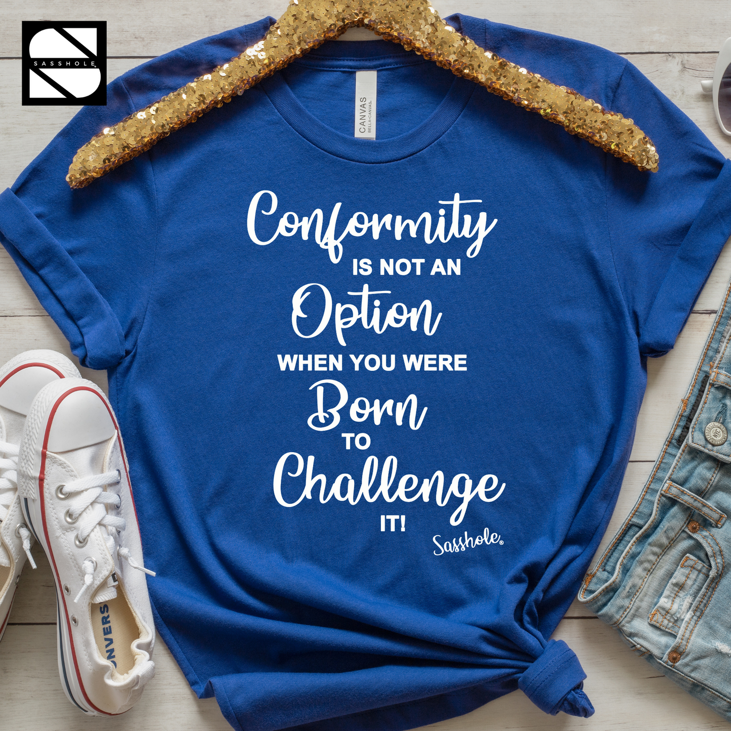 motivational royal blue shirt for women